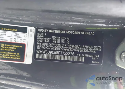 2013 Mini Hardtop John Cooper Works from USA, damaged, VIN WMWSU9C58DT722276